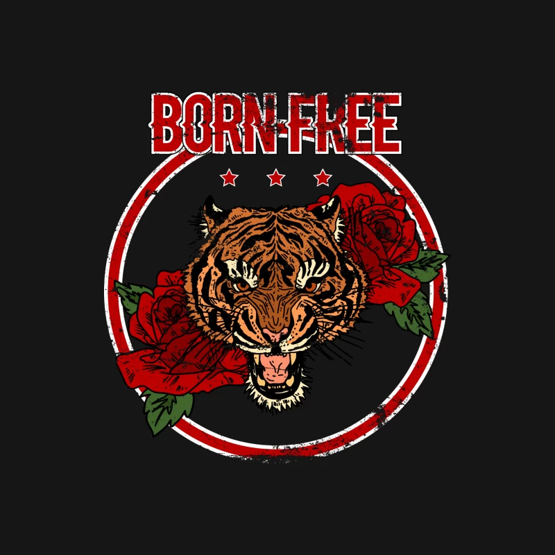 Tigre audacieux avec roses Homme Manches Longues T-Shirt