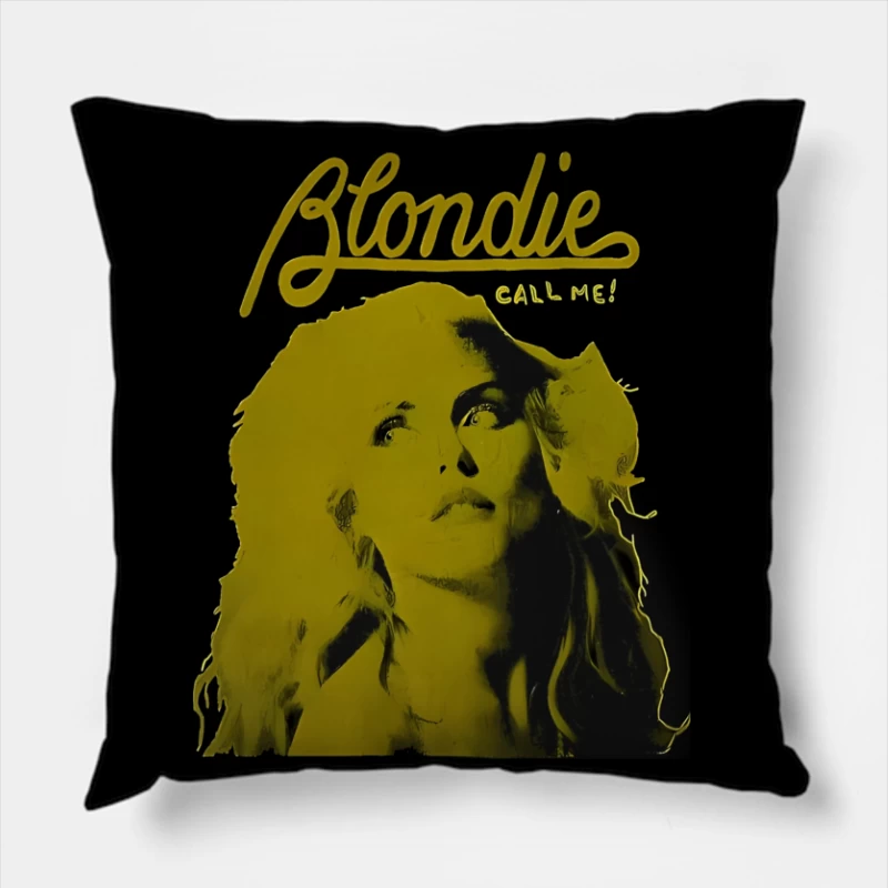 Vintage Blondie "Call Me" Album Cover in Yellow Monochrome Throw Pillow