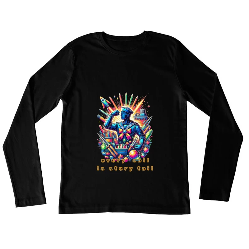 Whimsical Story Time Sailor with Educational Toys and Books Female Long Sleeve T-Shirt