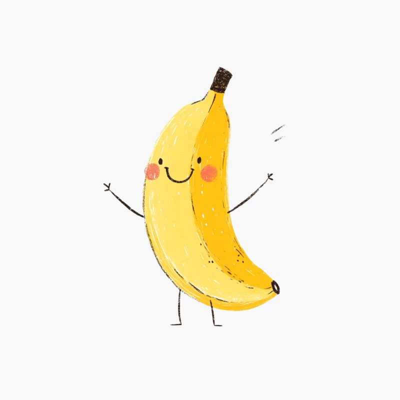 Cheerful Cartoon Banana Character Illustration Cotton Tote Bag