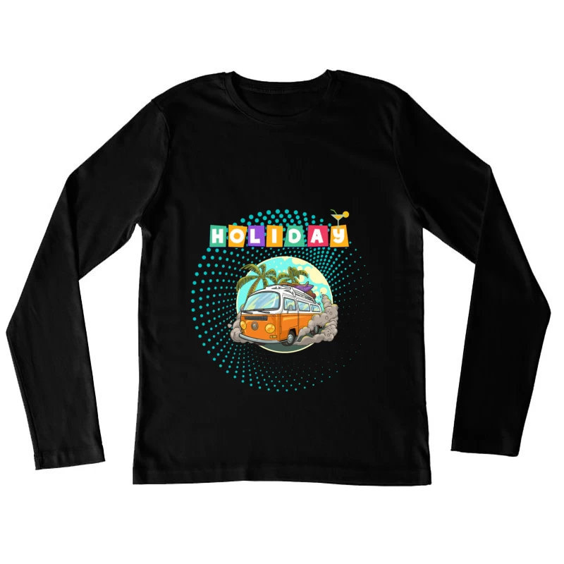 Tropical Holiday Camper Van with Palm Trees Female Long Sleeve T-Shirt