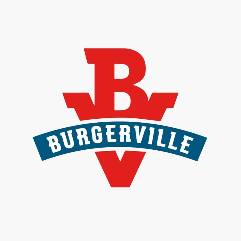 Burgerville Fast Food Restaurant Logo Design in Red and Blue Cotton Tote Bag