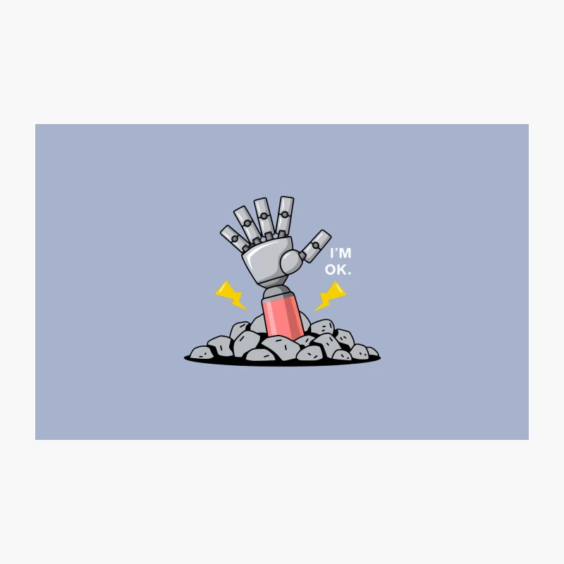 Victorious Robot Hand Emerging from Rocks Travel Mug