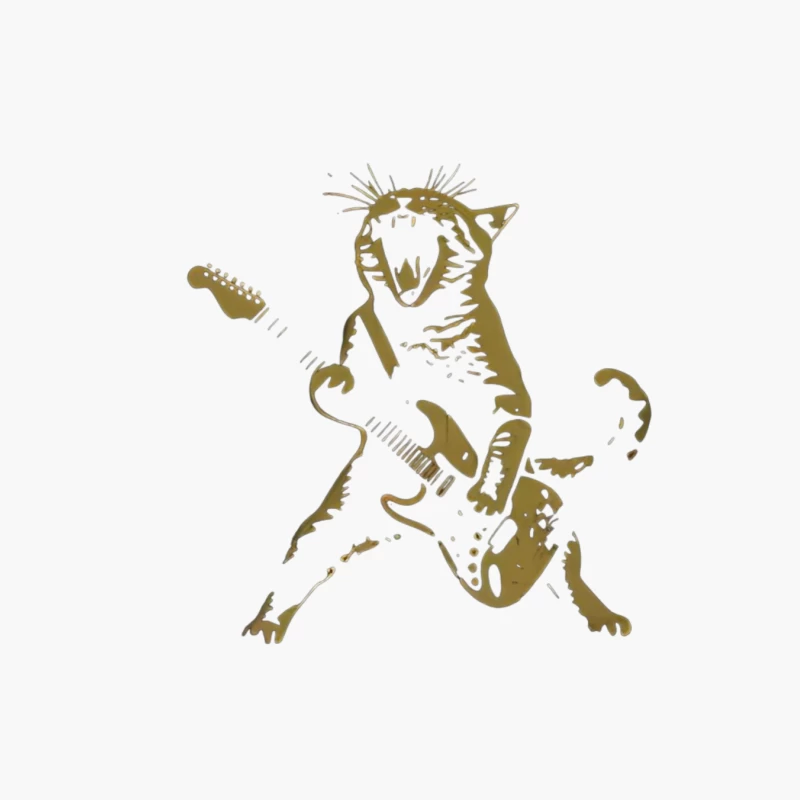 Rocking Cat with Electric Guitar Cotton Tote Bag