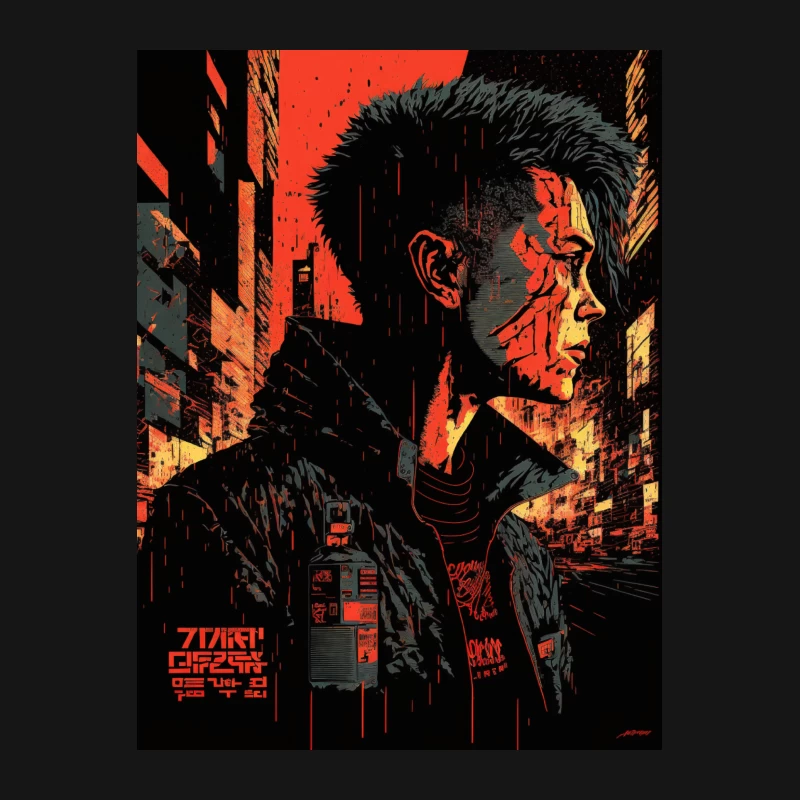 Cyberpunk neon city dystopian graphic art portrait urban landscape sci-fi Female T-Shirt