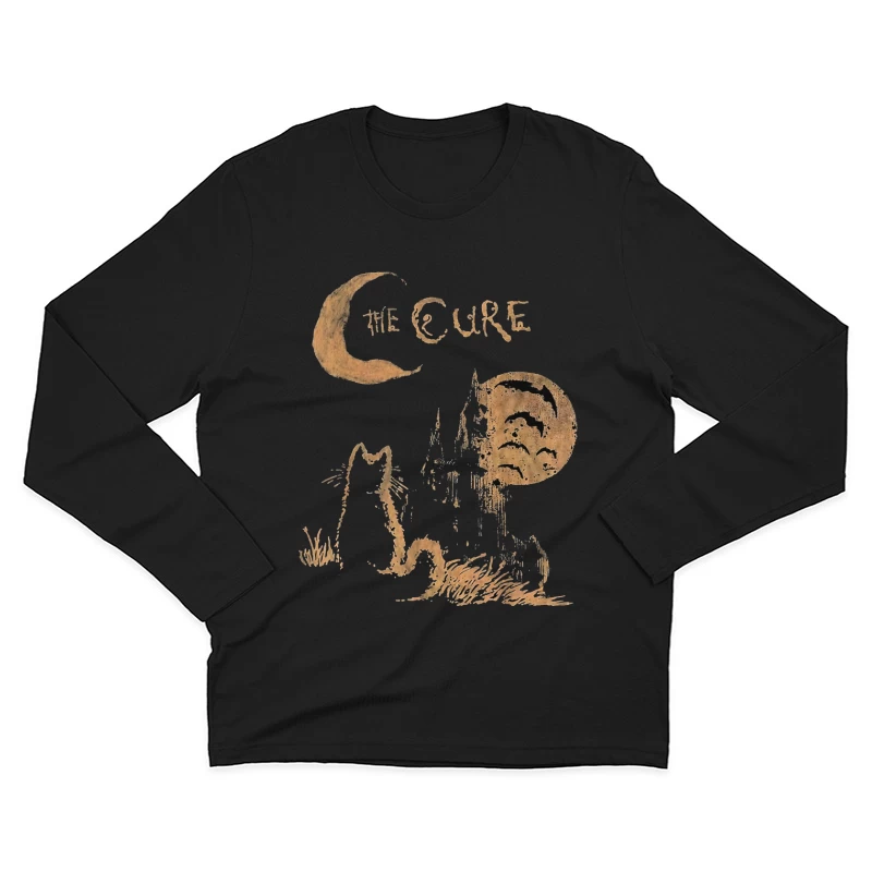 The Cure Gothic Band Logo with Moonlit Ghost Male Long Sleeve T-Shirt