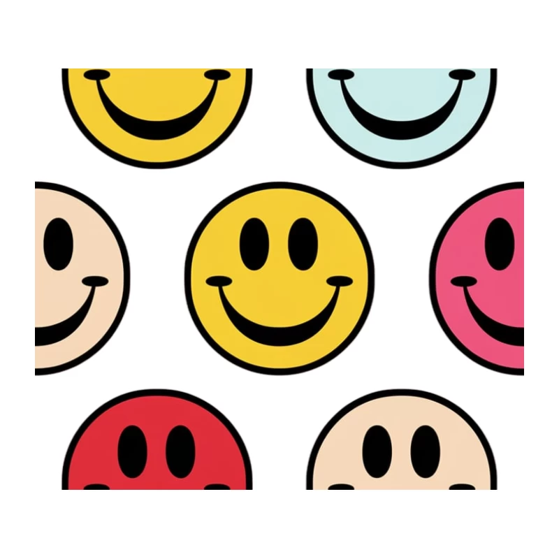 Colorful Retro Smiley Face Emoticon Pattern Tapestry