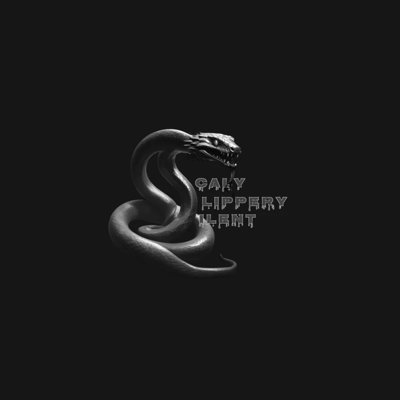 Dark Monochrome Snake with Dripping Text Design Desk Mat