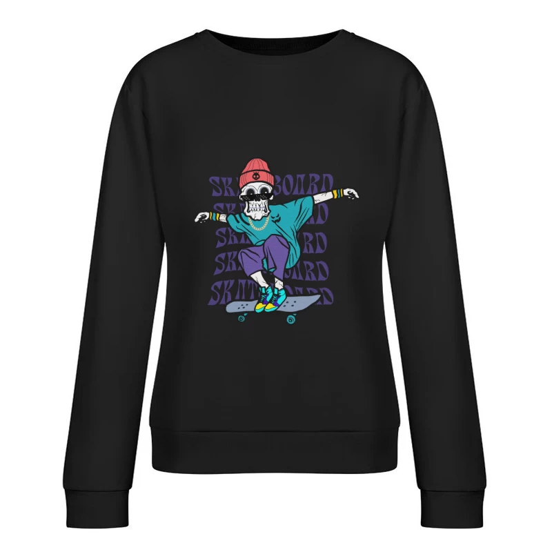 Skelett-Skater in bunten Streetwear Damen Pullover Sweatshirt