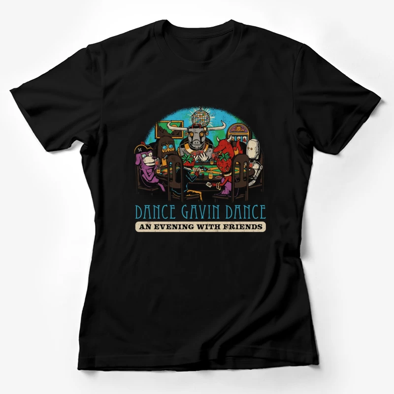 Dance Gavin Dance: Cartoon Characters Playing Poker Under Disco Ball Female T-Shirt