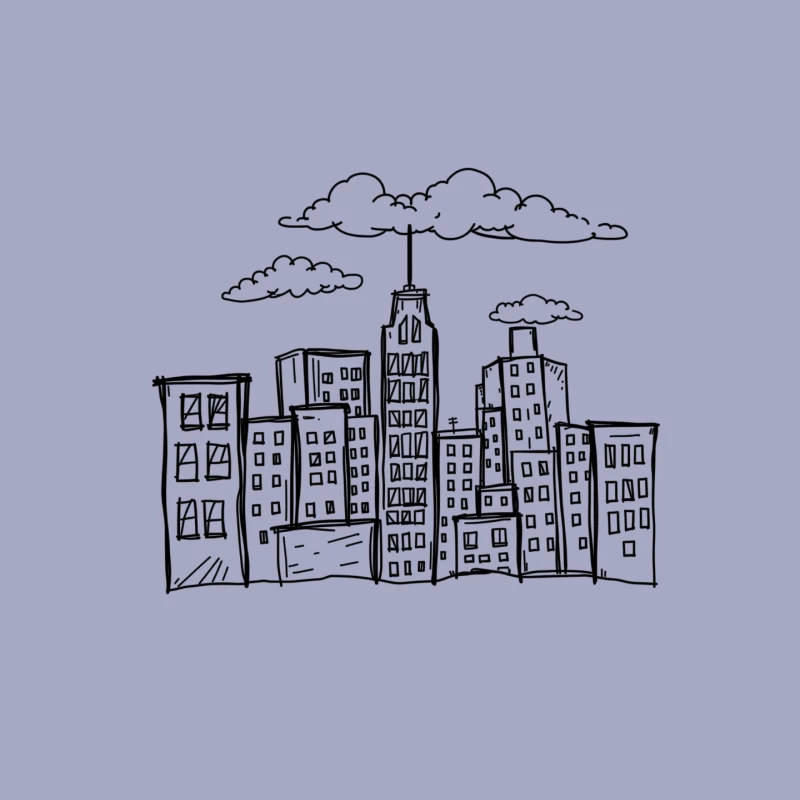 Artistic Doodle of a City Skyline Mouse Pad