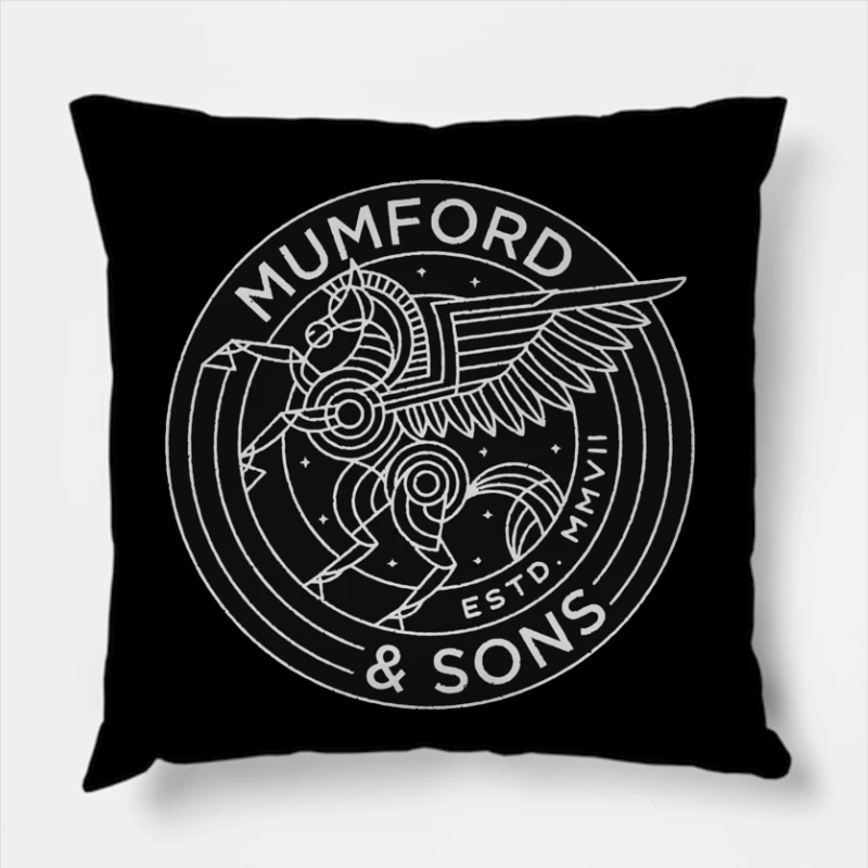 Mumford & Sons Geometric Pegasus Band Logo Throw Pillow