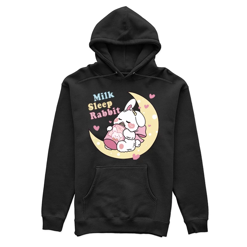 Schlafendes Kaninchen auf dem Mond mit Milchflasche Damen Pullover Hoodie
