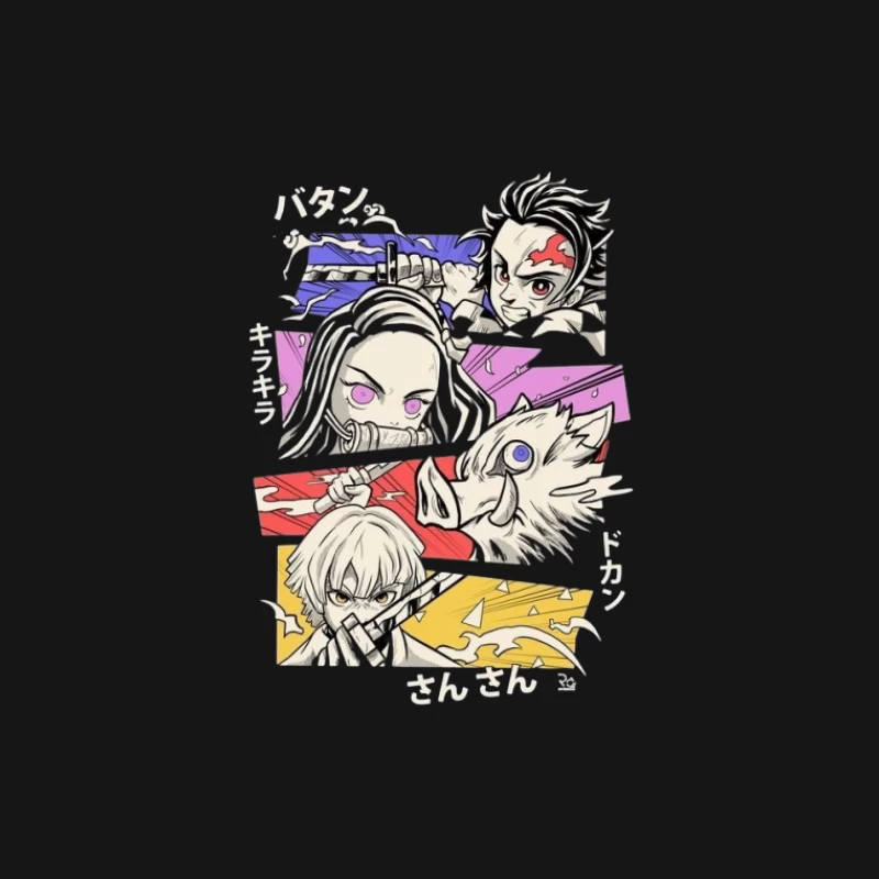 Charaktere aus einem Anime in farbenfroher Darstellung Herren T-Shirt