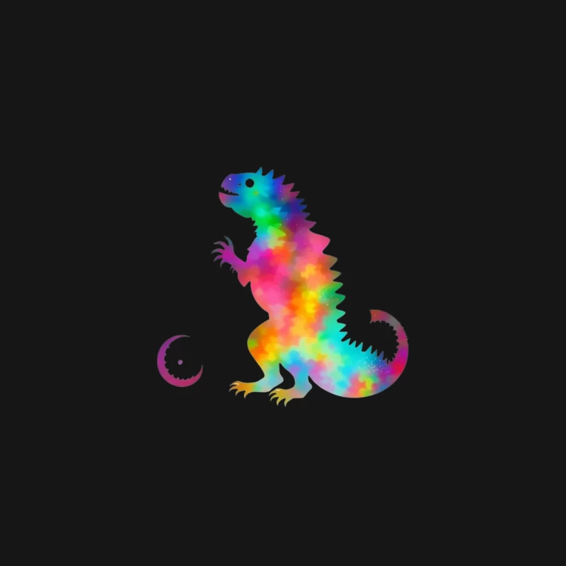 Rainbow Watercolor T-Rex Silhouette Desk Mat