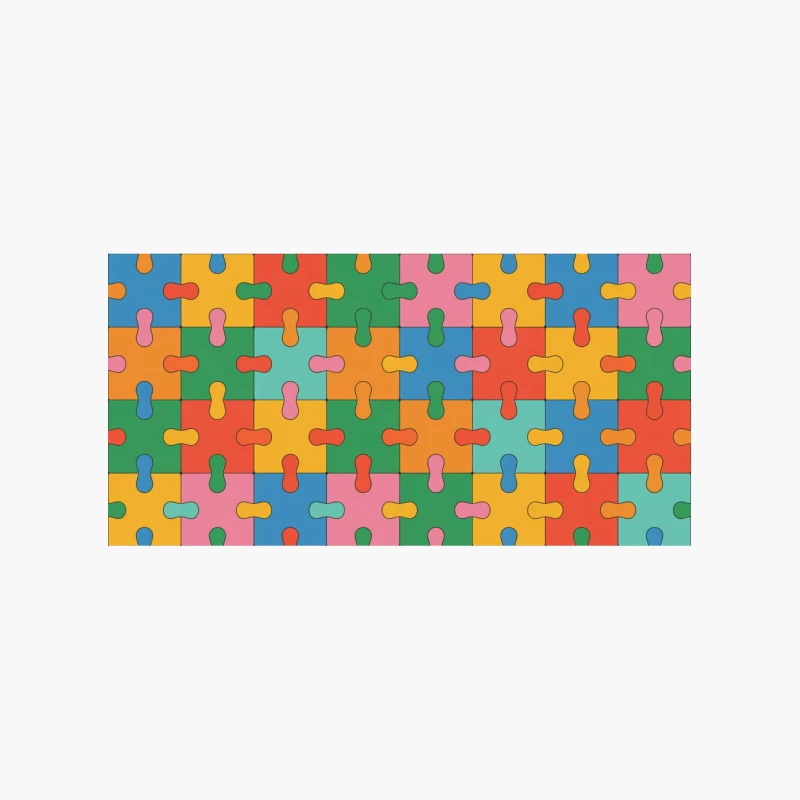Colorful Abstract Jigsaw Puzzle Pattern Cotton Tote Bag