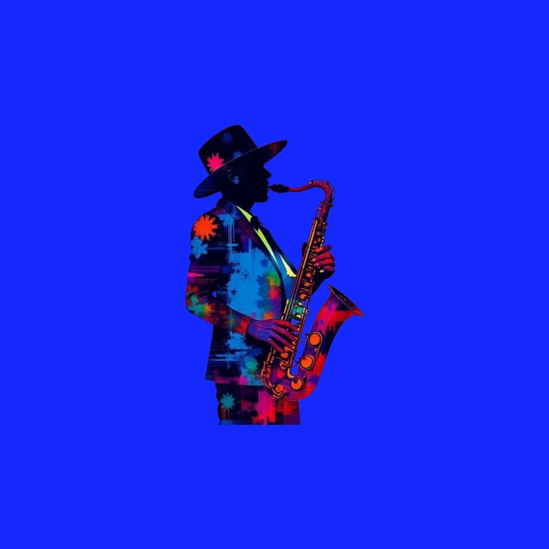 Colorful Saxophonist Silhouette Travel Mug