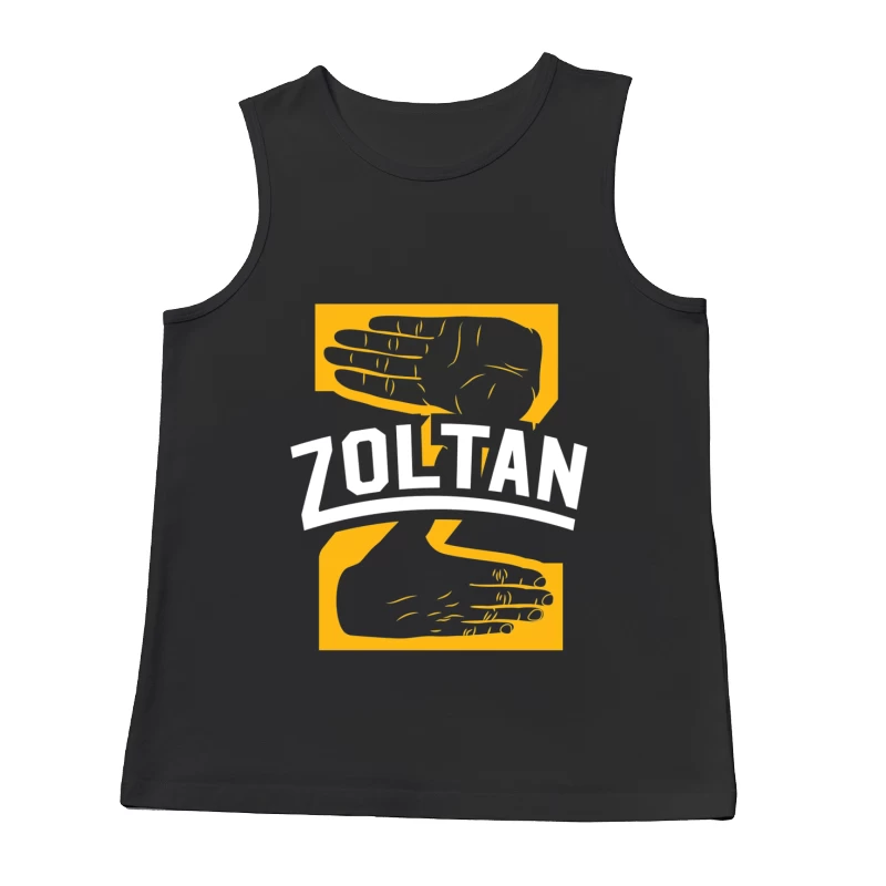 Zoltan Mystical Hand Reading Logo Design in Yellow and White Male Tank Top