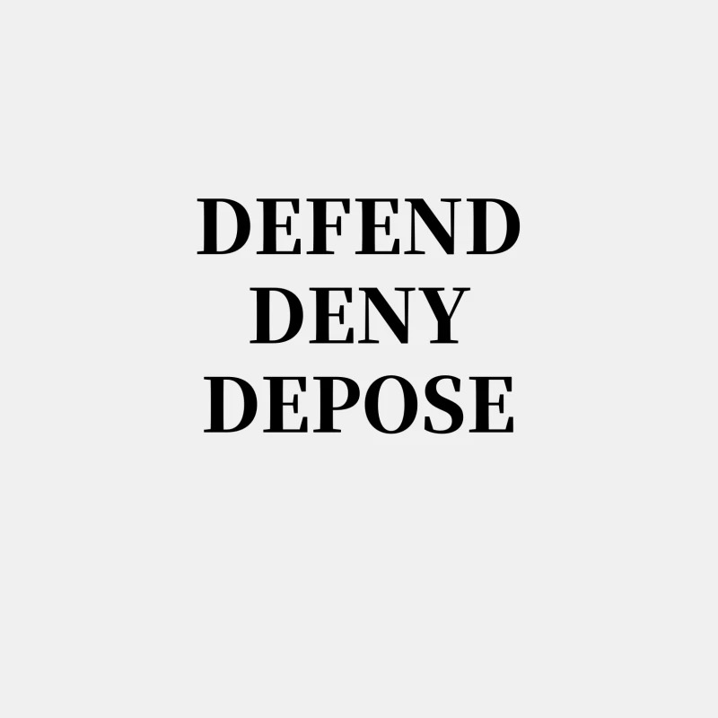 Legal Defense Strategy Text: Defend, Deny, Depose Male Tank Top