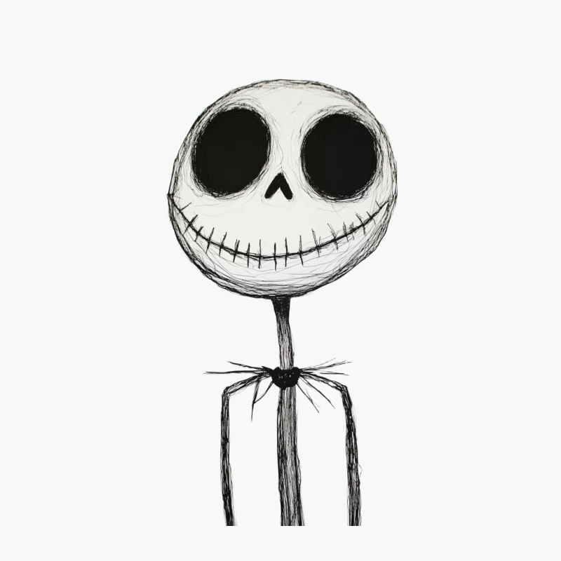 Jack Skellington: A Sketched Halloween Icon from The Nightmare Before Christmas Cotton Tote Bag