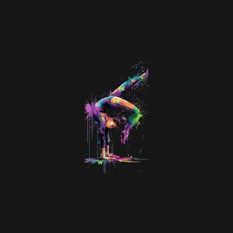 Vibrant Splatter Art of Flexible Gymnast Pose Desk Mat