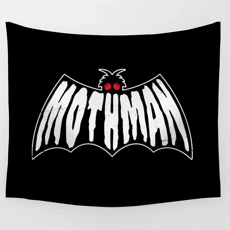 Minimalist White Bat with Red Eyes Tapestry