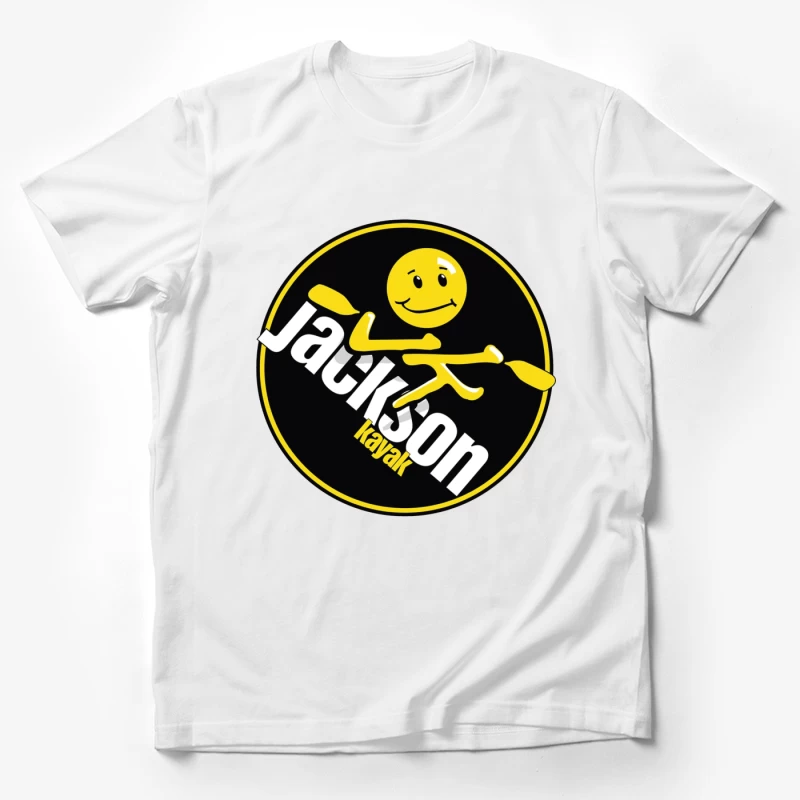 Jackson Kayak Sports Logo with Yellow Smiley Design Male T-Shirt