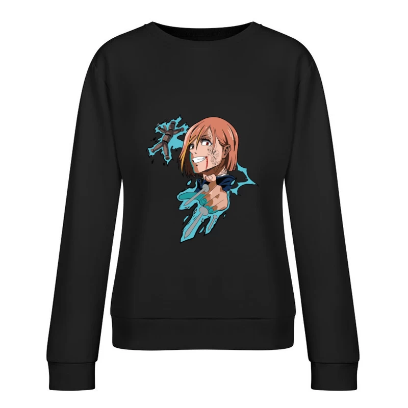 Zauberin mit Marionette und Nägeln Damen Pullover Sweatshirt