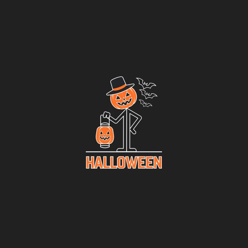 Minimalist Halloween Design with Jack-o'-Lanterns and Top Hat Bucket Hat