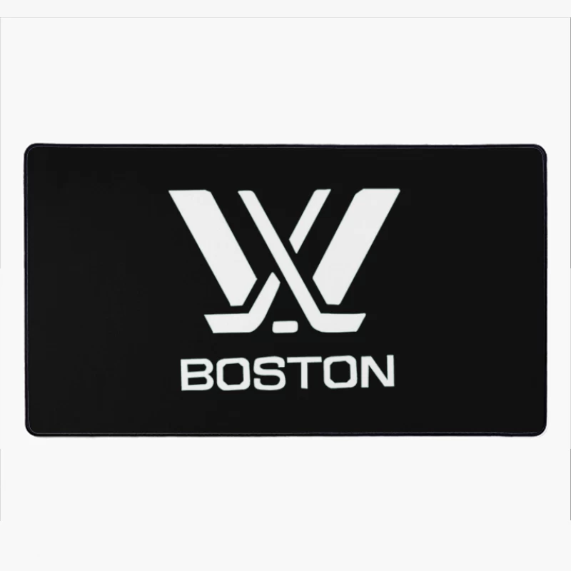 Boston Hockey Team Logo Line Drawing Desk Mat