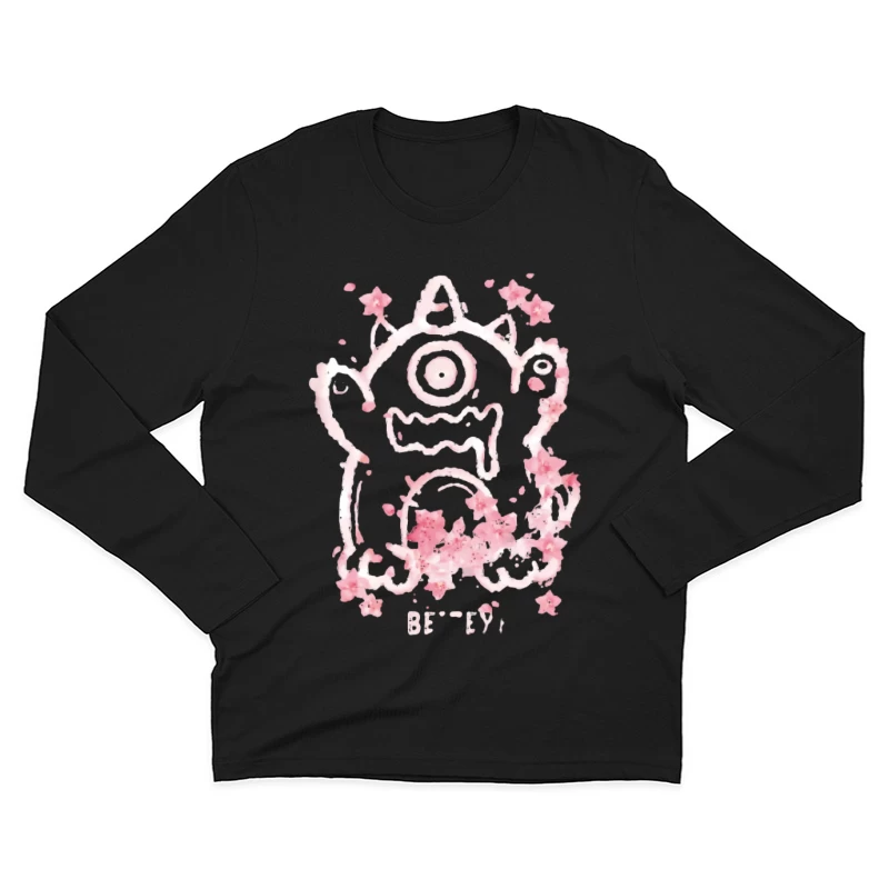 Monster mit Blumen und Schriftzug Herren Langarm T-Shirt
