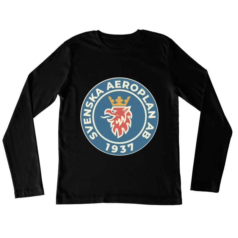 Vintage 1937 Svenska Aeroplan AB (SAAB) Company Logo with Crowned Griffin Female Long Sleeve T-Shirt