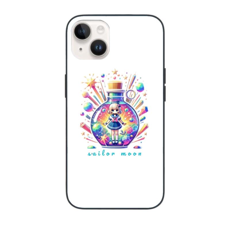 Magical Chibi Sailor in Rainbow Crystal Bottle iPhone Case