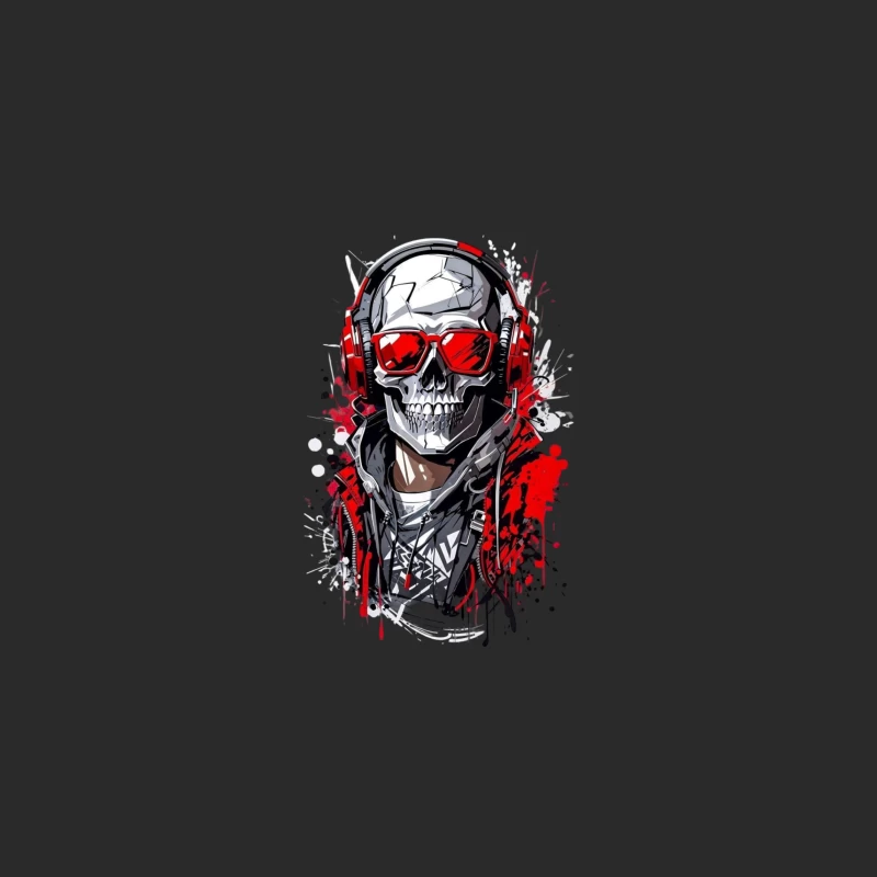 Cool Urban Skull with Headphones Baseball Cap