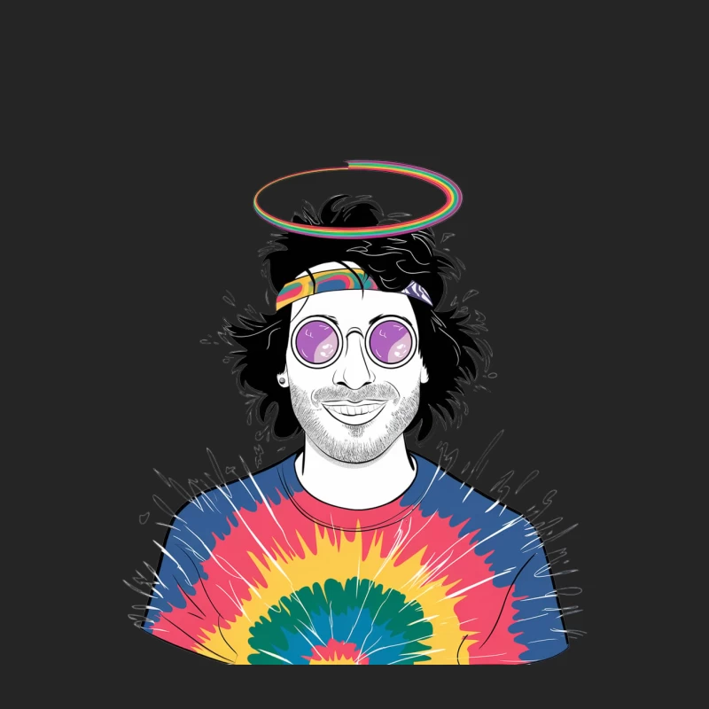 Psychedelic Tie-Dye Hippie Style Illustration Female Pullover Sweatshirt