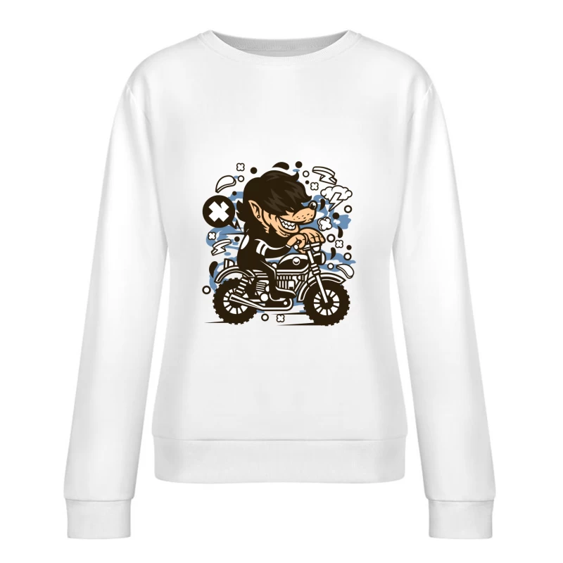 Motard cool sur moto rétro Femme Sweat-shirt à enfiler