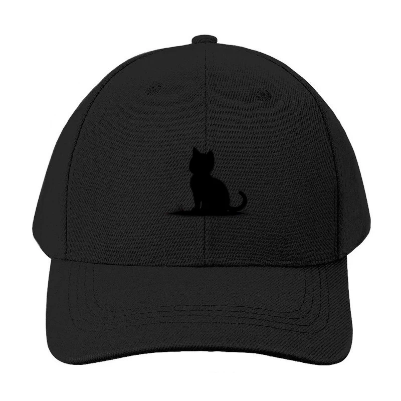 Minimalist Black Cat Silhouette Art Baseball Cap