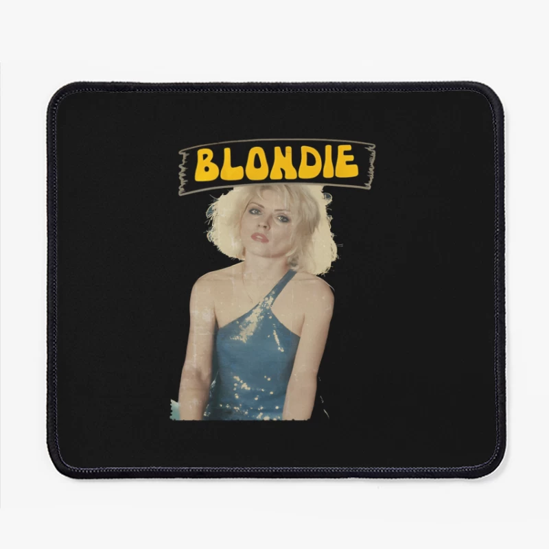 Vintage Blondie Band Promotional Portrait in Blue Dress Mouse Pad