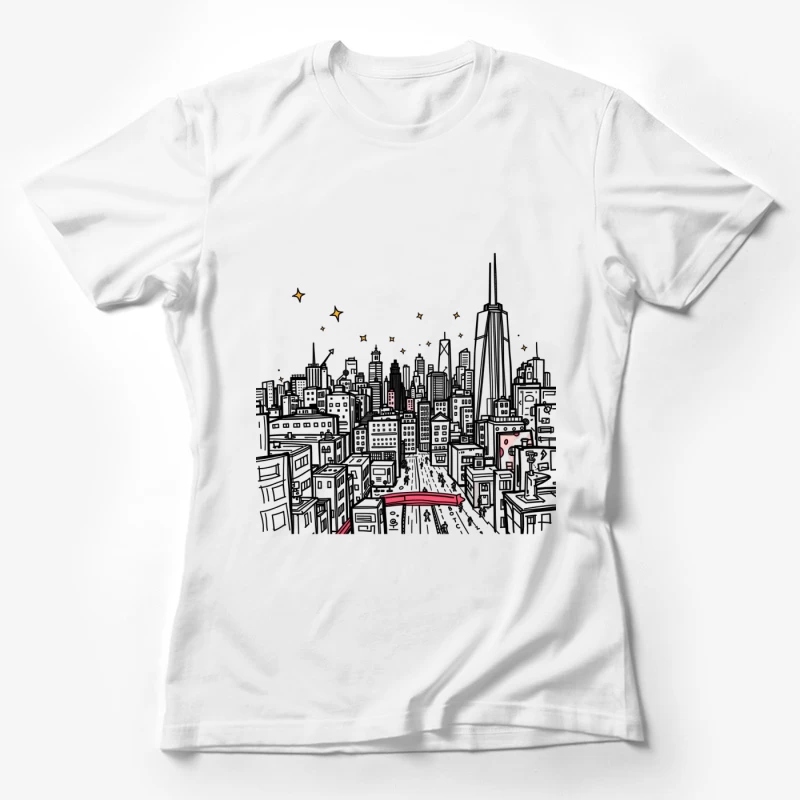 Nighttime Cityscape Illustration Female T-Shirt