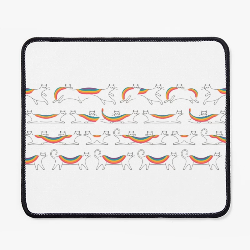 Whimsical Rainbow Cat Pattern Illustration Mouse Pad