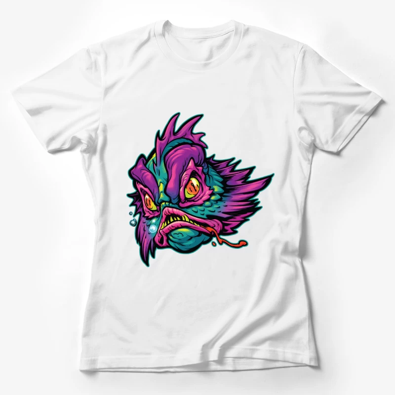 Grotesque Colorful Fish Monster Illustration Female T-Shirt