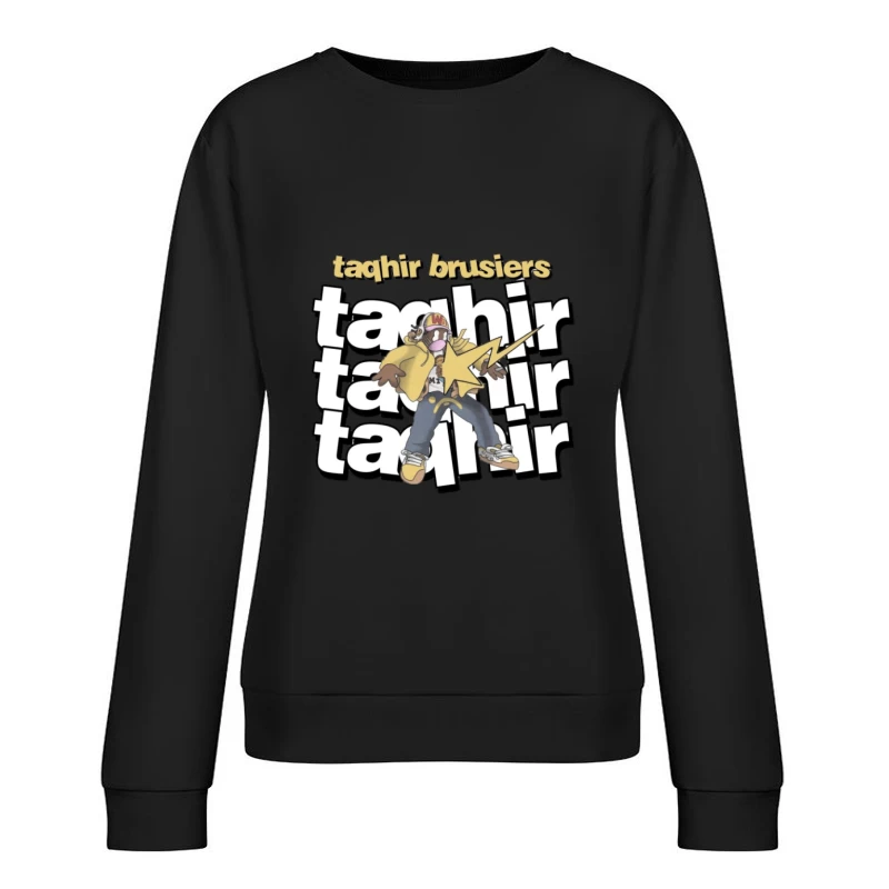 Comicfigur mit Blitzen Damen Pullover Sweatshirt