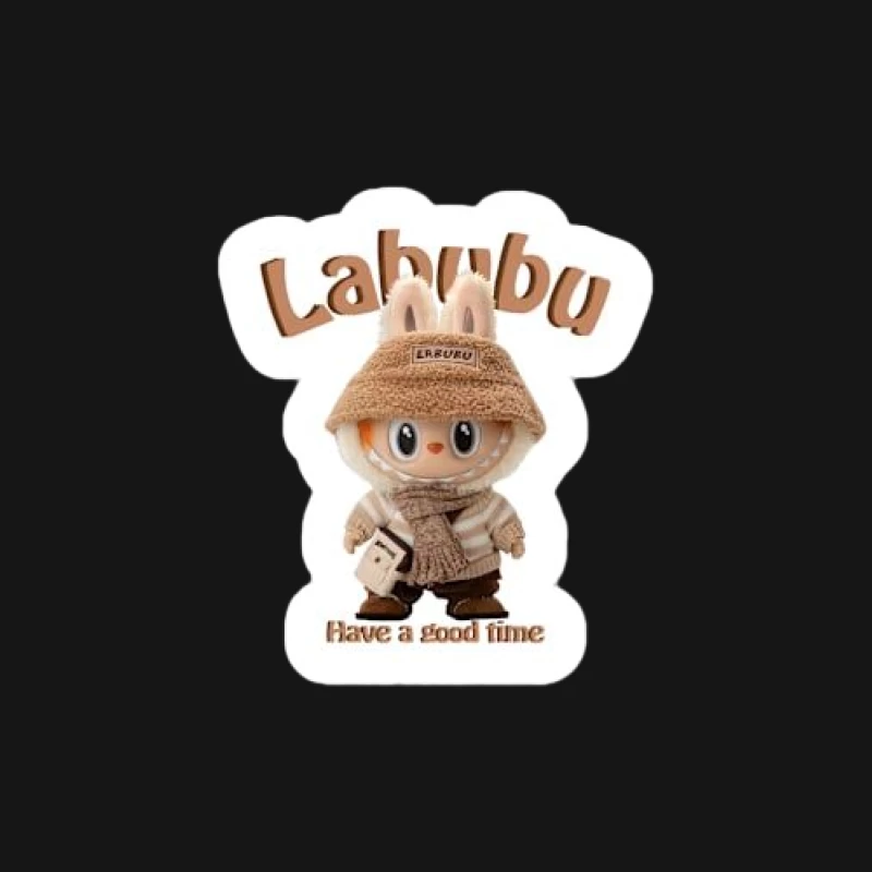 Kuschelige Labubu-Figur mit Winteroutfit Herren Langarm T-Shirt