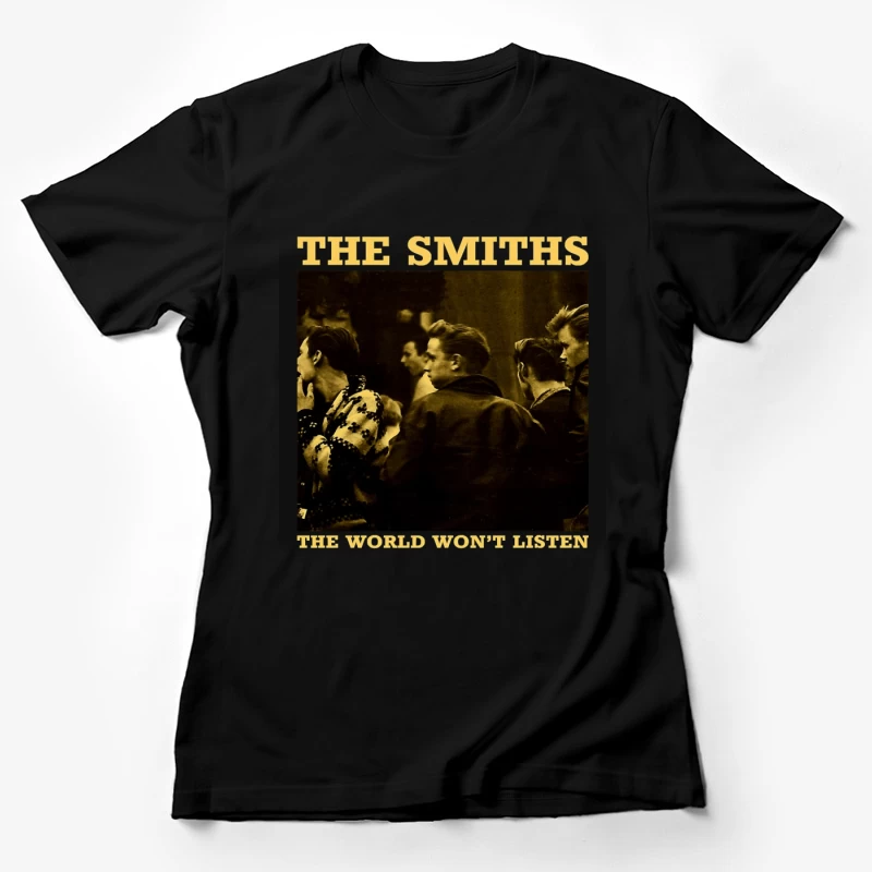 The Smiths' "The World Won't Listen" Vintage Album Cover in Sepia Female T-Shirt