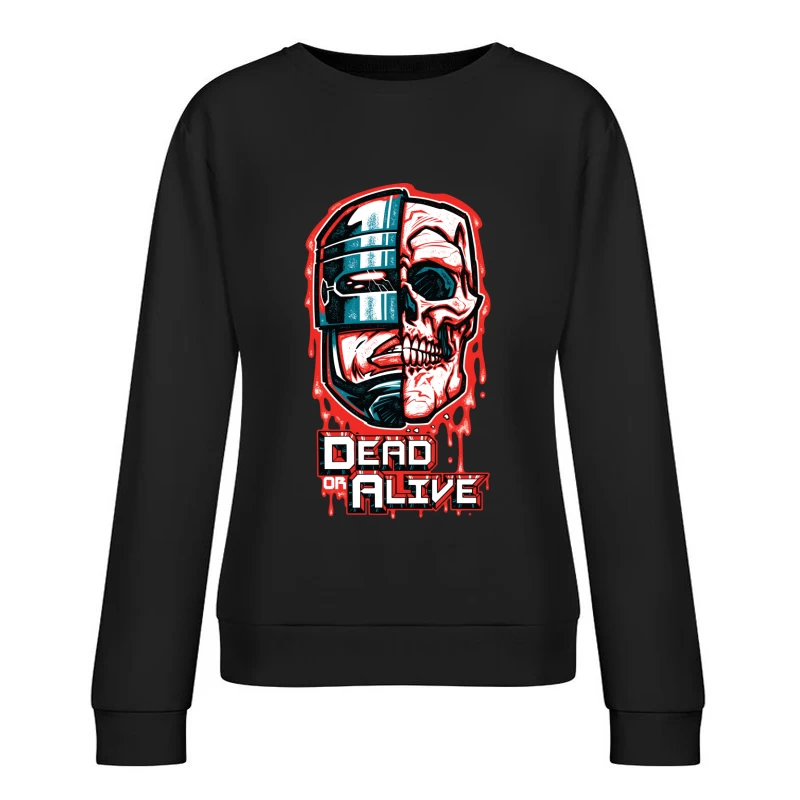 Robot Skull Graphic Art Female Pullover Sweatshirt