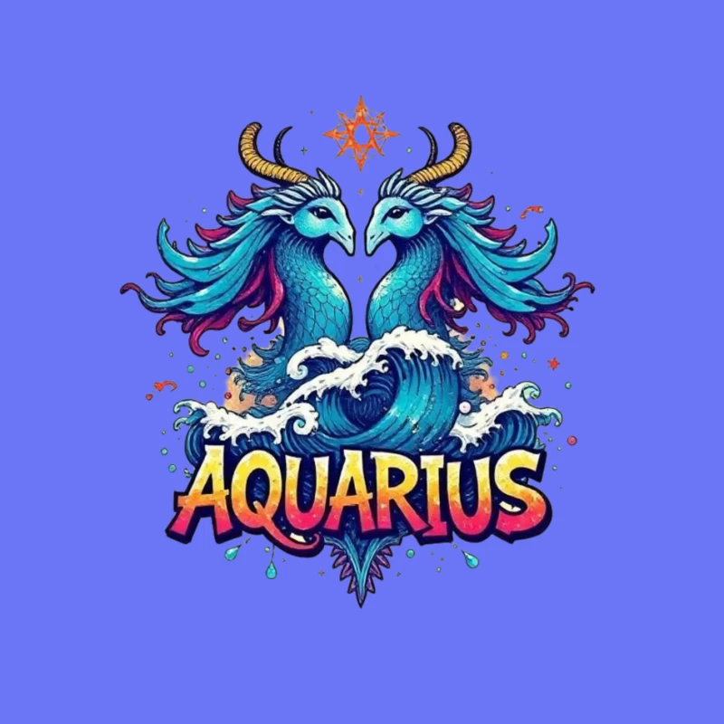 Colorful Aquarius Zodiac Sign with Waves Pin