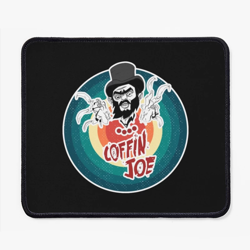 Coffin Joe: Retro Horror Logo with Bearded Character and Ghosts Mouse Pad