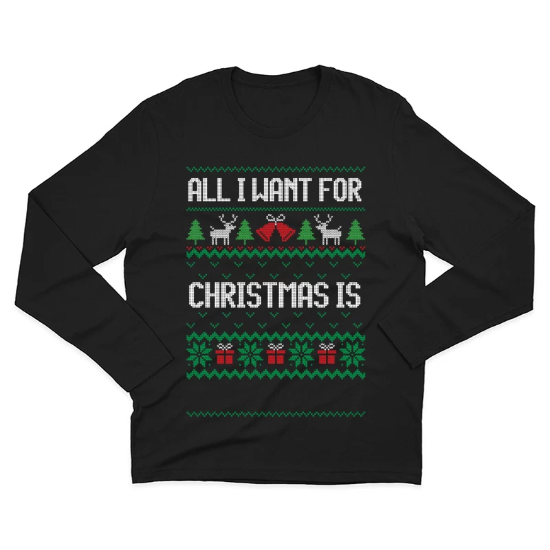 Motif de Noël avec rennes et cloches Homme Manches Longues T-Shirt