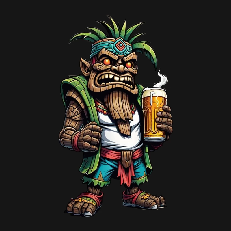 Angry Tribal Character with Beer Female Long Sleeve T-Shirt