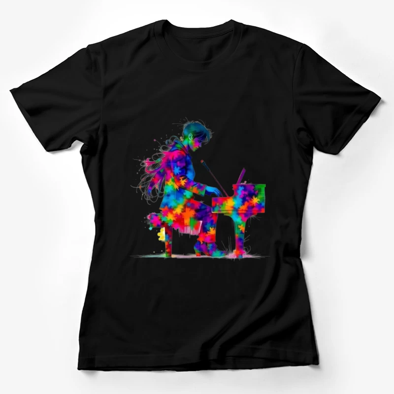 Colorful Piano Performance Female T-Shirt